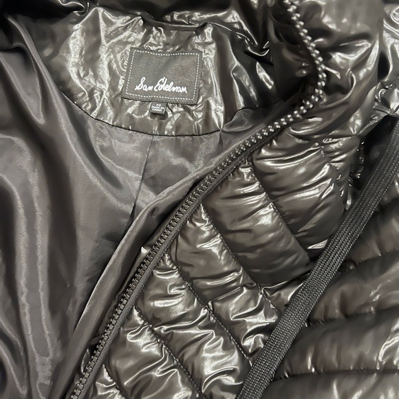 Sam Edelman Women's Black Hooded Puffer Jacket Size M Winter Casual - Picture 2 of 3